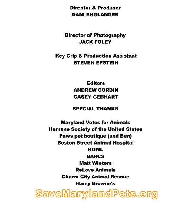 SaveMarylandPets.org PSA Credits